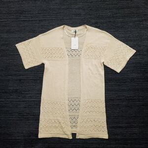 NWT JDY Size M Beige JDYDESHA 2/4 Kimono Knit Open Front Cardigan Sweater